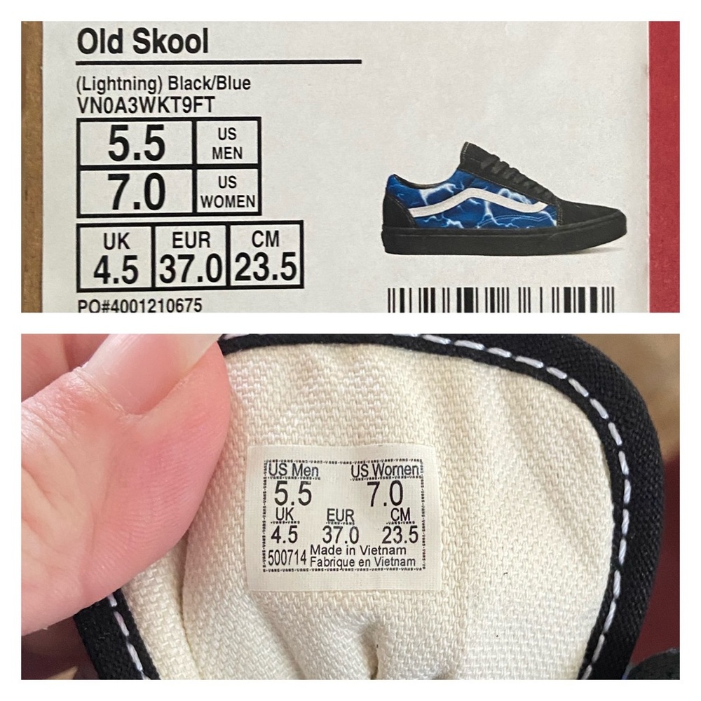 Vans Old Skool Skate Shoe Black Lightning Sneakers Blue - Picture 12 of 16